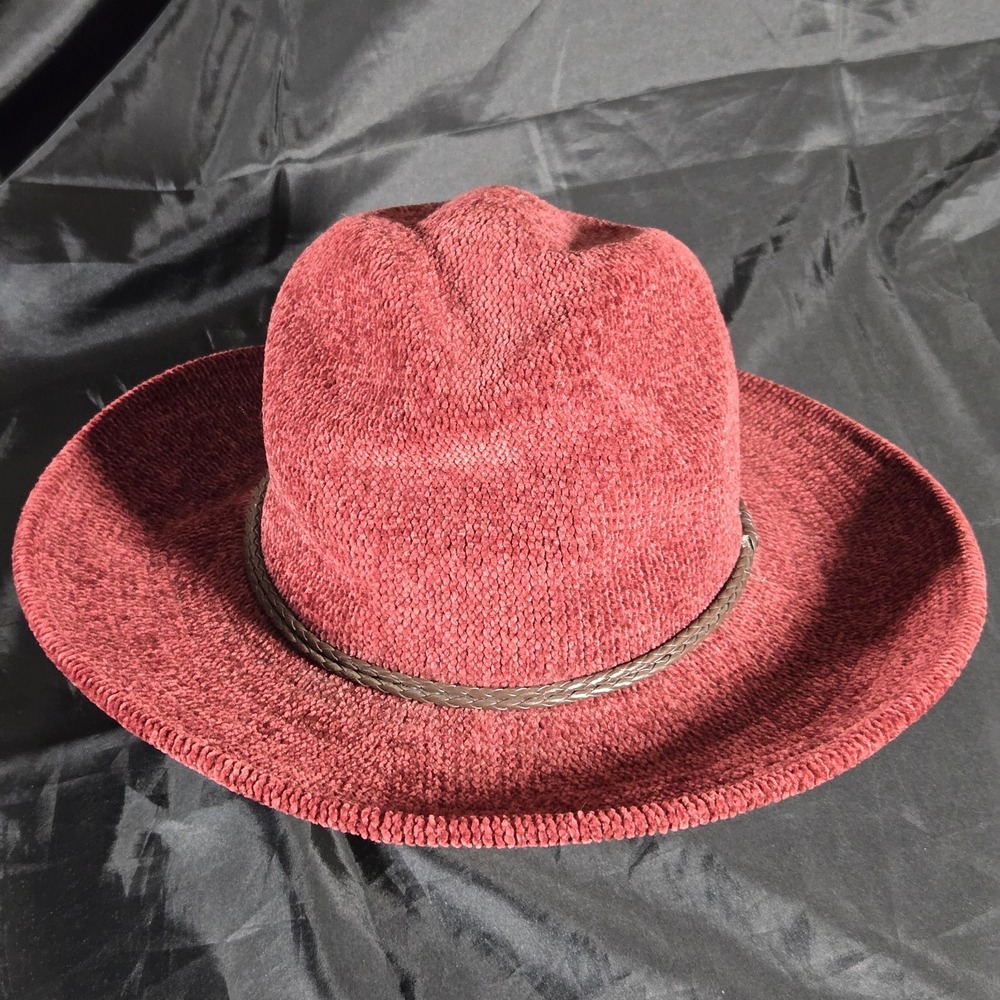 Olive‎ & Pique Burgundy Packable Colette Fedora Hat Braided Hat Brand